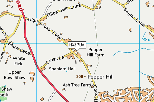 HX3 7UA map - OS VectorMap District (Ordnance Survey)