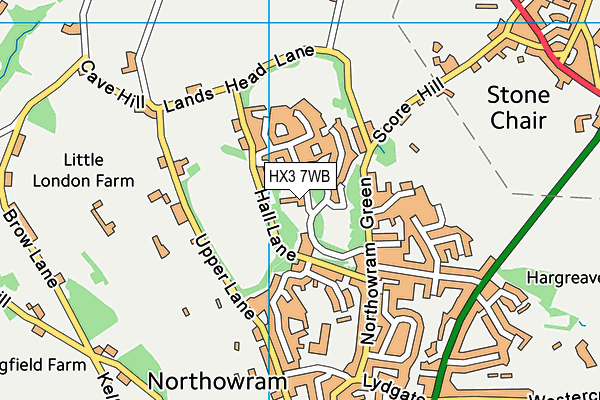 HX3 7WB map - OS VectorMap District (Ordnance Survey) HX3 7WB map - OS VectorMap District (Ordnance Survey)