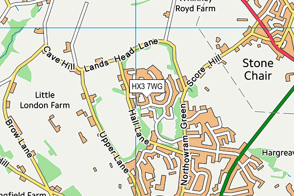 HX3 7WG map - OS VectorMap District (Ordnance Survey)
