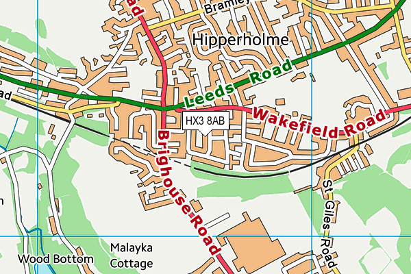 HX3 8AB map - OS VectorMap District (Ordnance Survey) HX3 8AB map - OS VectorMap District (Ordnance Survey)