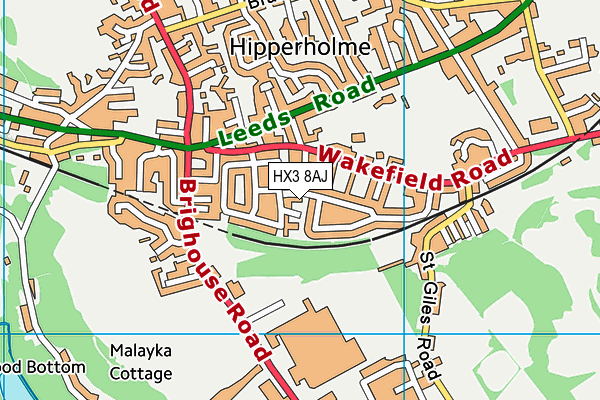 HX3 8AJ map - OS VectorMap District (Ordnance Survey)
