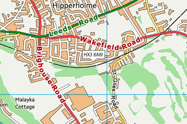 HX3 8AW map - OS VectorMap District (Ordnance Survey)