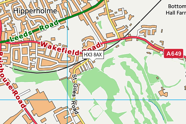 HX3 8AX map - OS VectorMap District (Ordnance Survey) HX3 8AX map - OS VectorMap District (Ordnance Survey)