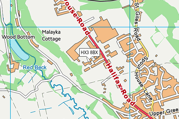 HX3 8BX map - OS VectorMap District (Ordnance Survey) HX3 8BX map - OS VectorMap District (Ordnance Survey)