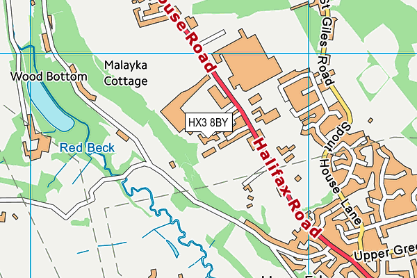 HX3 8BY map - OS VectorMap District (Ordnance Survey) HX3 8BY map - OS VectorMap District (Ordnance Survey)