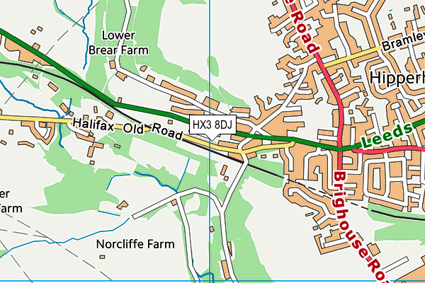 HX3 8DJ map - OS VectorMap District (Ordnance Survey) HX3 8DJ map - OS VectorMap District (Ordnance Survey)