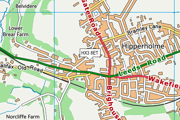 HX3 8ET map - OS VectorMap District (Ordnance Survey) HX3 8ET map - OS VectorMap District (Ordnance Survey)