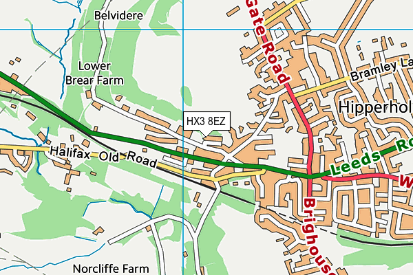 HX3 8EZ map - OS VectorMap District (Ordnance Survey) HX3 8EZ map - OS VectorMap District (Ordnance Survey)