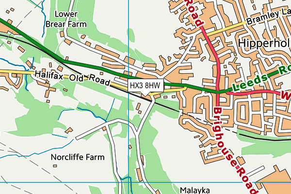 HX3 8HW map - OS VectorMap District (Ordnance Survey) HX3 8HW map - OS VectorMap District (Ordnance Survey)