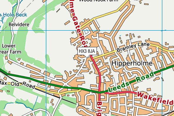 HX3 8JA map - OS VectorMap District (Ordnance Survey) HX3 8JA map - OS VectorMap District (Ordnance Survey)