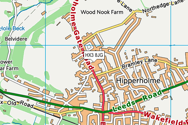 HX3 8JG map - OS VectorMap District (Ordnance Survey) HX3 8JG map - OS VectorMap District (Ordnance Survey)