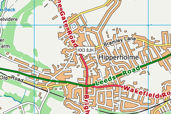 HX3 8JH map - OS VectorMap District (Ordnance Survey) HX3 8JH map - OS VectorMap District (Ordnance Survey)