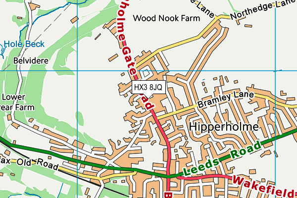 HX3 8JQ map - OS VectorMap District (Ordnance Survey)