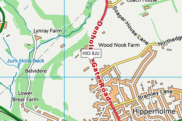 HX3 8JU map - OS VectorMap District (Ordnance Survey) HX3 8JU map - OS VectorMap District (Ordnance Survey)