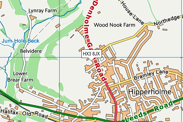HX3 8JX map - OS VectorMap District (Ordnance Survey) HX3 8JX map - OS VectorMap District (Ordnance Survey)