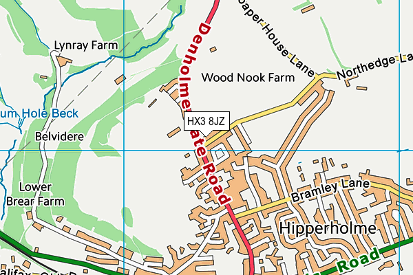 HX3 8JZ map - OS VectorMap District (Ordnance Survey) HX3 8JZ map - OS VectorMap District (Ordnance Survey)