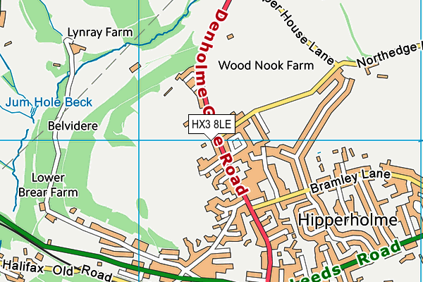 HX3 8LE map - OS VectorMap District (Ordnance Survey) HX3 8LE map - OS VectorMap District (Ordnance Survey)