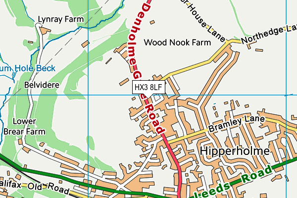HX3 8LF map - OS VectorMap District (Ordnance Survey) HX3 8LF map - OS VectorMap District (Ordnance Survey)