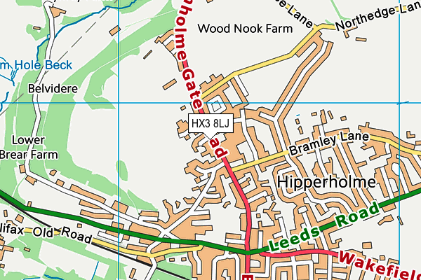 HX3 8LJ map - OS VectorMap District (Ordnance Survey)