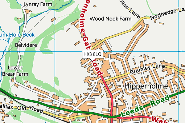 HX3 8LQ map - OS VectorMap District (Ordnance Survey) HX3 8LQ map - OS VectorMap District (Ordnance Survey)