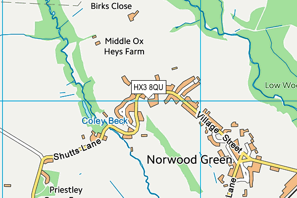 HX3 8QU map - OS VectorMap District (Ordnance Survey)