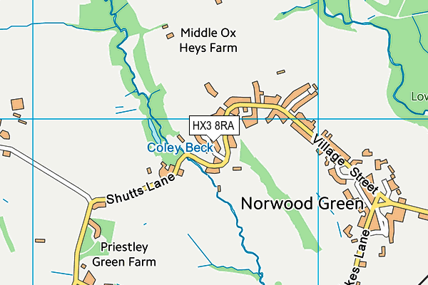 HX3 8RA map - OS VectorMap District (Ordnance Survey)