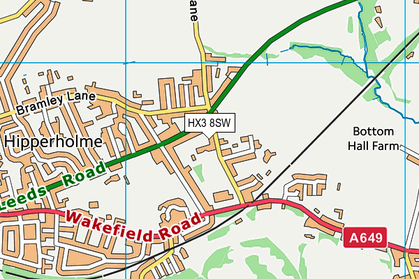 HX3 8SW map - OS VectorMap District (Ordnance Survey) HX3 8SW map - OS VectorMap District (Ordnance Survey)
