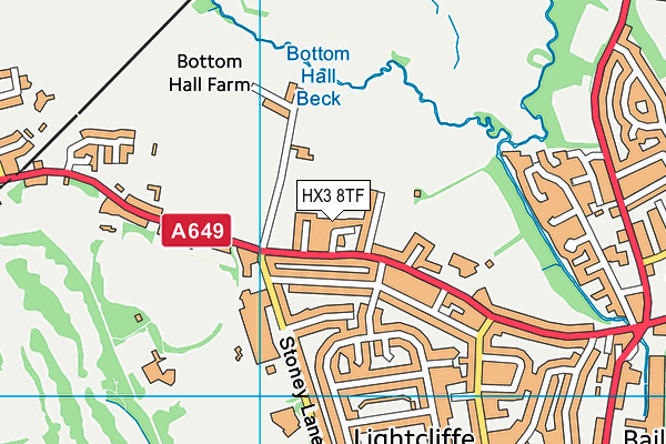 HX3 8TF map - OS VectorMap District (Ordnance Survey) HX3 8TF map - OS VectorMap District (Ordnance Survey)