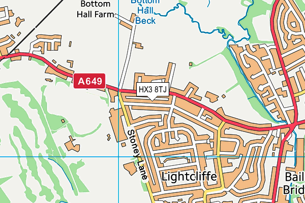 HX3 8TJ map - OS VectorMap District (Ordnance Survey)