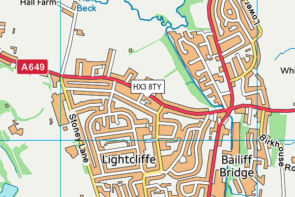 HX3 8TY map - OS VectorMap District (Ordnance Survey) HX3 8TY map - OS VectorMap District (Ordnance Survey)