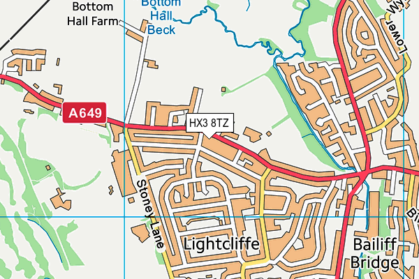 HX3 8TZ map - OS VectorMap District (Ordnance Survey)