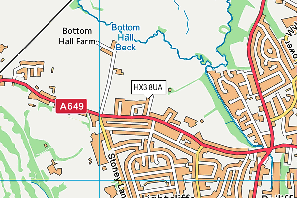 HX3 8UA map - OS VectorMap District (Ordnance Survey)