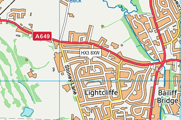 HX3 8XW map - OS VectorMap District (Ordnance Survey) HX3 8XW map - OS VectorMap District (Ordnance Survey)