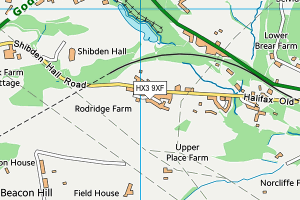 HX3 9XF map - OS VectorMap District (Ordnance Survey)