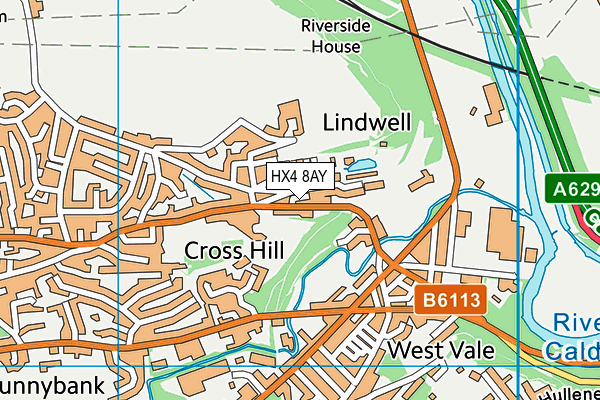 HX4 8AY map - OS VectorMap District (Ordnance Survey) HX4 8AY map - OS VectorMap District (Ordnance Survey)