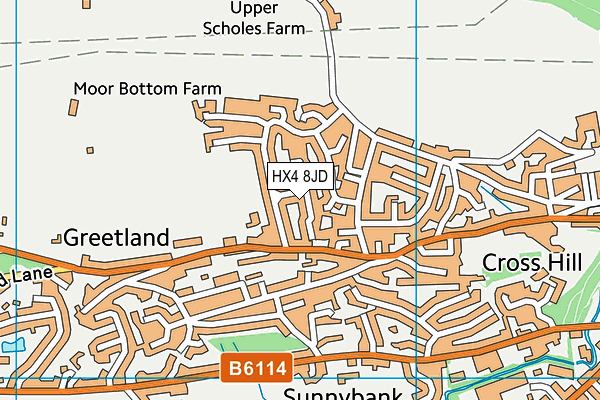 HX4 8JD map - OS VectorMap District (Ordnance Survey) HX4 8JD map - OS VectorMap District (Ordnance Survey)