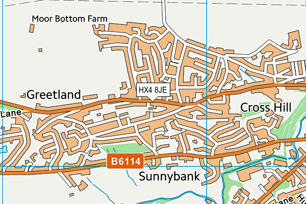 HX4 8JE map - OS VectorMap District (Ordnance Survey)
