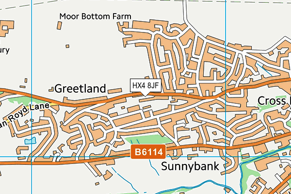 HX4 8JF map - OS VectorMap District (Ordnance Survey) HX4 8JF map - OS VectorMap District (Ordnance Survey)