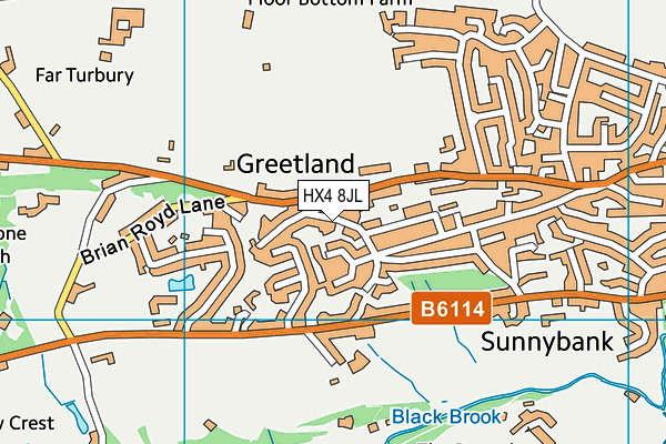 HX4 8JL map - OS VectorMap District (Ordnance Survey) HX4 8JL map - OS VectorMap District (Ordnance Survey)