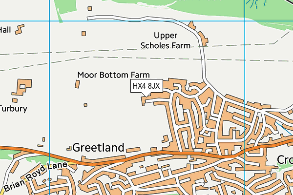 HX4 8JX map - OS VectorMap District (Ordnance Survey)