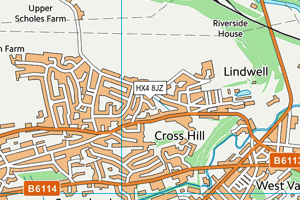HX4 8JZ map - OS VectorMap District (Ordnance Survey) HX4 8JZ map - OS VectorMap District (Ordnance Survey)