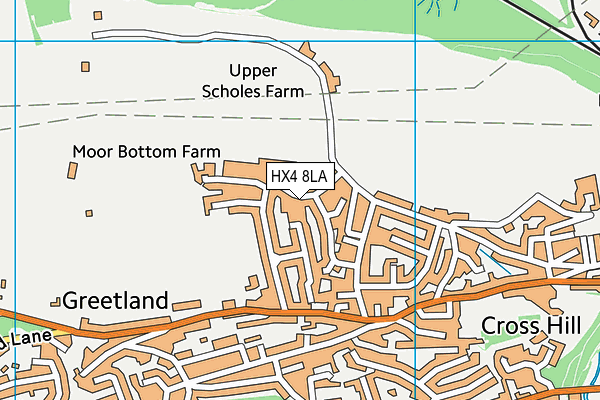 HX4 8LA map - OS VectorMap District (Ordnance Survey) HX4 8LA map - OS VectorMap District (Ordnance Survey)