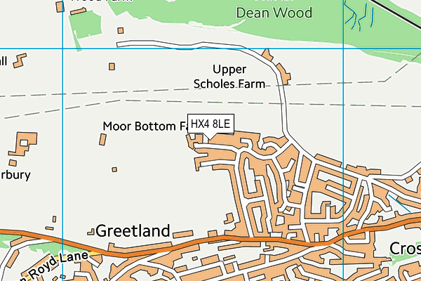 HX4 8LE map - OS VectorMap District (Ordnance Survey) HX4 8LE map - OS VectorMap District (Ordnance Survey)