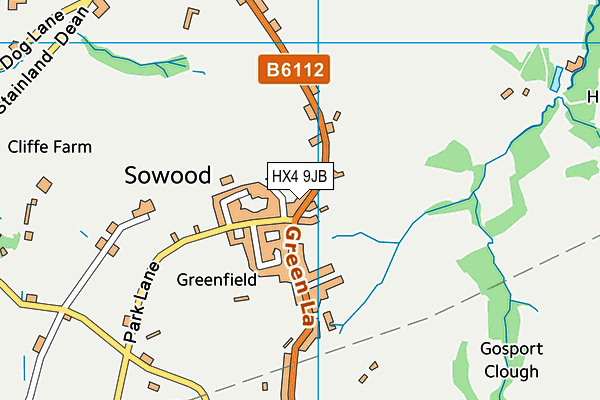 HX4 9JB map - OS VectorMap District (Ordnance Survey) HX4 9JB map - OS VectorMap District (Ordnance Survey)