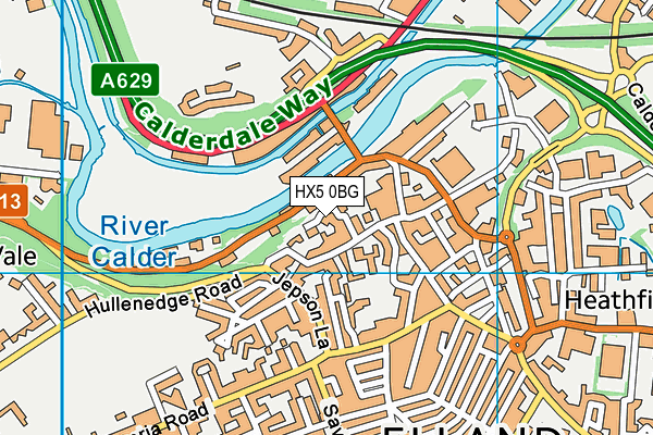 HX5 0BG map - OS VectorMap District (Ordnance Survey)