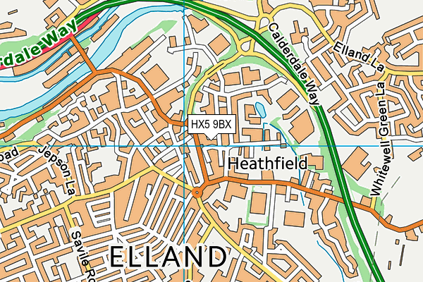 HX5 9BX map - OS VectorMap District (Ordnance Survey) HX5 9BX map - OS VectorMap District (Ordnance Survey)
