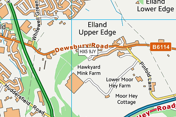 HX5 9JY map - OS VectorMap District (Ordnance Survey)