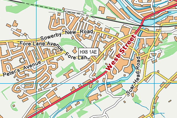 HX6 1AE map - OS VectorMap District (Ordnance Survey) HX6 1AE map - OS VectorMap District (Ordnance Survey)