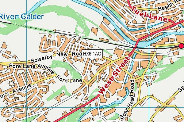 HX6 1AG map - OS VectorMap District (Ordnance Survey) HX6 1AG map - OS VectorMap District (Ordnance Survey)