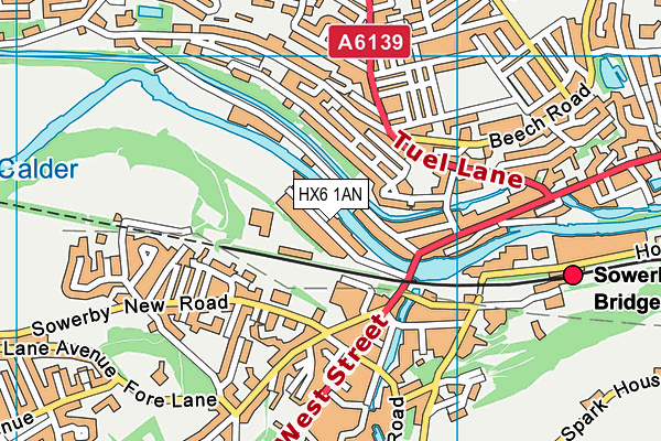 HX6 1AN map - OS VectorMap District (Ordnance Survey)